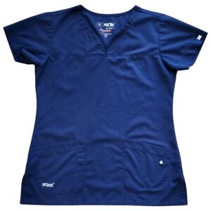 Greys Anatomy Barco Womens Medium Short Sleeve Scrub Top Front Pockets Navy Blue